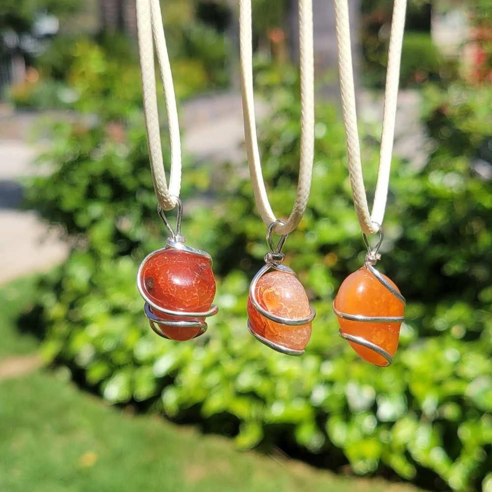 Carnelian Crystal Tumbled Pendant